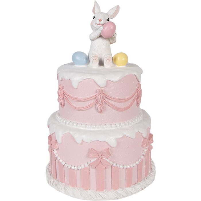 Decorazione torta Clayre & Eef 6PR5947 bianco e rosa Ø 18x28 cm