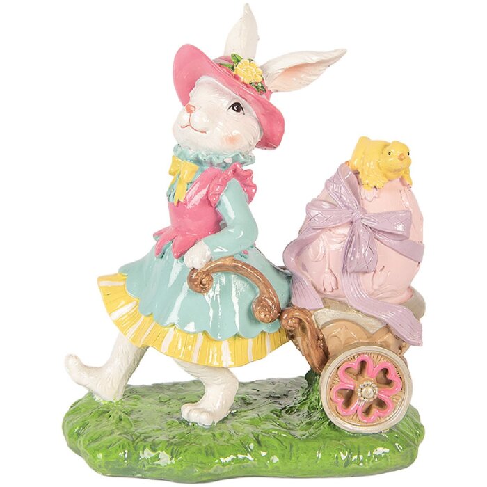 Decorazione con coniglio Clayre & Eef Bianco-Verde 19x11x23 cm