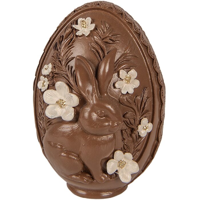 Decorazione uovo Clayre & Eef 6PR6013 Bianco-Marrone Ø 9x13 cm