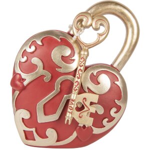 Decorazione Cuore con Chiave Clayre & Eef Rosso Oro 22x9x30 cm