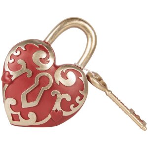 Decorazione Cuore con Chiave Clayre & Eef Rosso Oro 22x9x30 cm