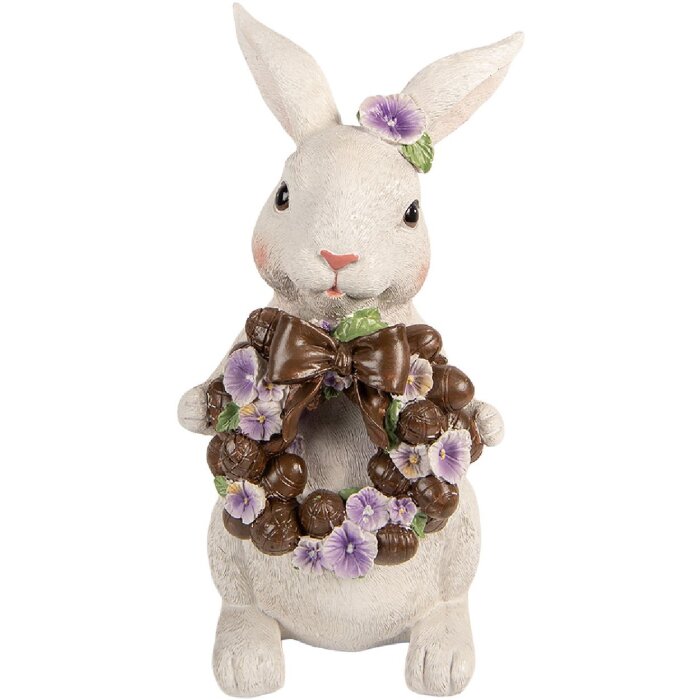 Decorazione con coniglietto Clayre & Eef Bianco-Bruno 17x16x30 cm