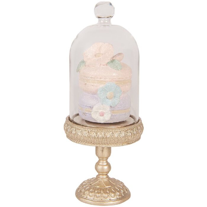 Cornice in vetro Clayre & Eef 6PR6010 con decorazione dorata e rosa Ø 7x17 cm