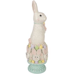 Decorazione coniglio Clayre & Eef Bianco-Rosa 12x11x34 cm