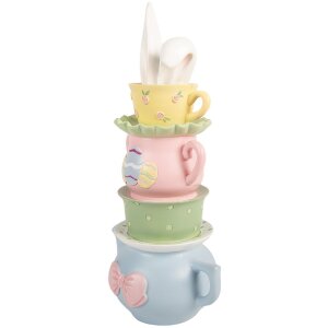 Decorazione Tea Pot Clayre & Eef con tazze impilate...