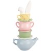 Decorazione Tea Pot Clayre & Eef con tazze impilate blu 16x11x29 cm