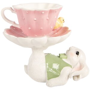 Decorazione coniglietto Clayre & Eef 20x14x17 cm Bianco-Rosa
