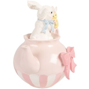 Decorazione con coniglio Clayre & Eef bianco e rosa 20x14x20 cm