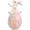 Decorazione coniglio su uovo Clayre & Eef Bianco Rosa 16x15x29 cm
