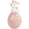 Decorazione coniglio su uovo Clayre & Eef Bianco Rosa 16x15x29 cm