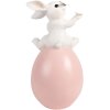 Decorazione coniglio su uovo Clayre & Eef Bianco Rosa 16x15x29 cm