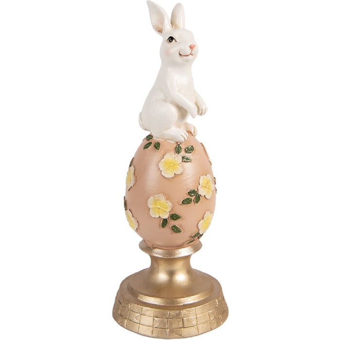 Decorazione coniglietto su uovo Clayre & Eef Bianco Rosa Ø 10x26 cm