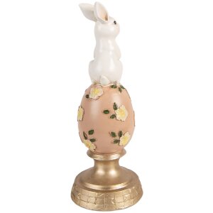 Decorazione coniglietto su uovo Clayre & Eef Bianco Rosa Ø 10x26 cm