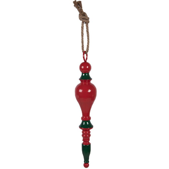Decorazione a sospensione per Natale Clayre & Eef Ø 8x41 cm Rosso-Verde in Metallo