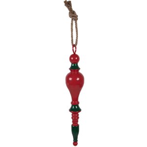 Decorazione a sospensione per Natale Clayre & Eef Ø 8x41 cm Rosso-Verde in Metallo