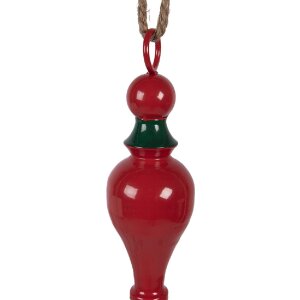 Decorazione a sospensione per Natale Clayre & Eef Ø 8x41 cm Rosso-Verde in Metallo