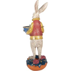 Decorazione coniglio con ciotola Clayre & Eef Beige Blu 12x10x28 cm