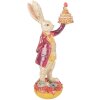 Decorazione coniglio con torta Clayre & Eef Beige Rosso 14x10x30 cm