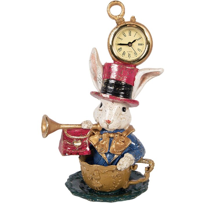 Decorazione coniglietto con orologio Clayre & Eef Beige Oro 15x11x23 cm