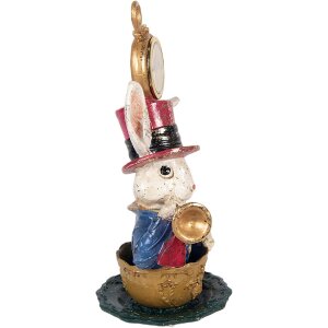 Decorazione coniglietto con orologio Clayre & Eef Beige Oro 15x11x23 cm