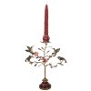 Supporto per candele con uccelli Clayre & Eef Oro Rosso 27x17x38 cm