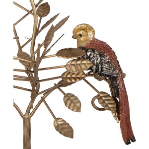 Portacandele Uccelli Clayre & Eef Oro-Arancio 26x16x36 cm