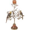 Portacandele Uccelli Clayre & Eef Oro-Arancio 26x16x36 cm