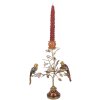Portacandele Uccelli Clayre & Eef Oro-Arancio 26x16x36 cm