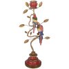 Supporto per candele Clayre & Eef Uccelli Oro Rosso 16x9x33 cm