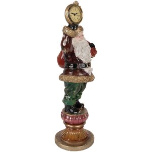 Decorazione Babbo Natale con orologio Clayre & Eef rosso oro 15x13x39 cm
