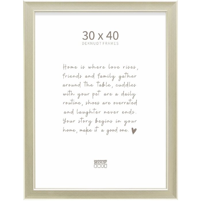 Cornice per foto Deknudt S244 Argento 30x40 cm medio spessore profilo intagliato effetto legno vetro trasparente