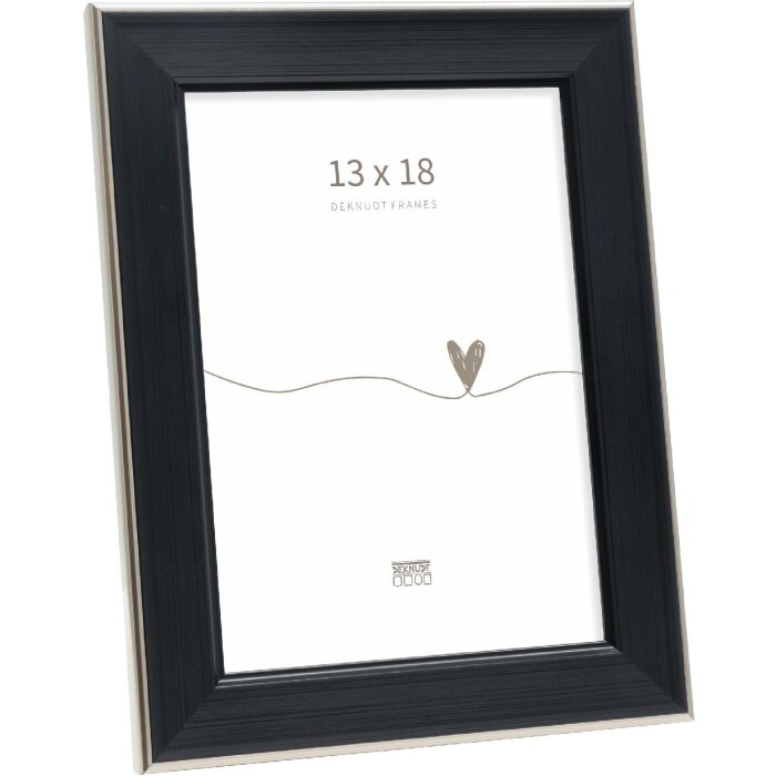 Cornice per foto Deknudt S244 nera con bordo argentato 13x18 cm