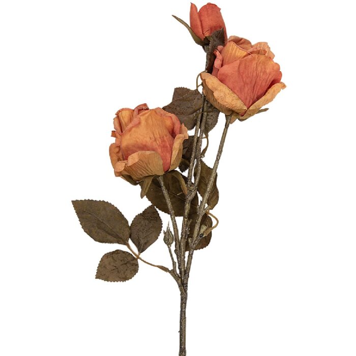 Decorazione Clayre & Eef 5PL0241O: ramo con fiori arancio e verde 12x12x70 cm