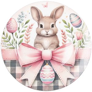 Tavola per posizione Clayre & Eef Ø 33x1 cm Bianco Rosa Decorazione Pasquale