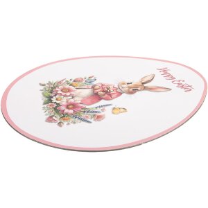 Piattino da tavola Clayre & Eef 66443 35x29x1 cm Bianco con accento rosa