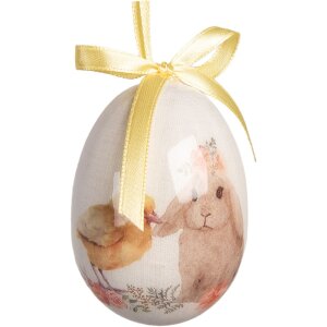 Set di 9 decorazioni a sospensione a forma di uovo Clayre & Eef blu-bianco Ø 5x8 cm