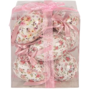 Set di 9 pendenti decorativi Clayre & Eef Bianco e Rosa Ø 5x8 cm