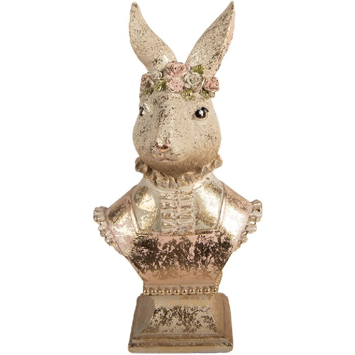 Statua decorativa di coniglio Clayre & Eef Beige Rosa 16x11x31 cm