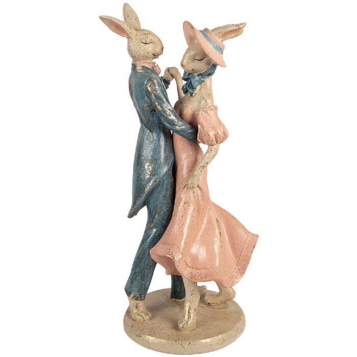 Decorazione con conigli danzanti Clayre & Eef beige rosa blu 20x18x47 cm