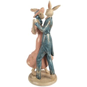 Decorazione con conigli danzanti Clayre & Eef beige rosa blu 20x18x47 cm