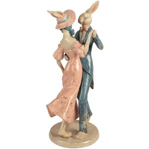 Decorazione con conigli danzanti Clayre & Eef beige rosa blu 20x18x47 cm
