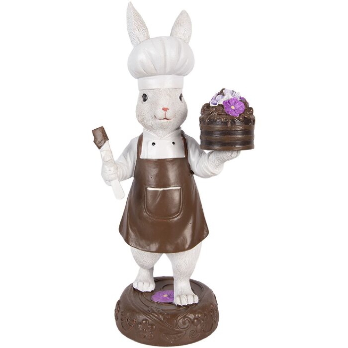 Decorazione Coniglio Clayre & Eef 15x11x32 cm Tonalità Naturale Bianco-Marrone