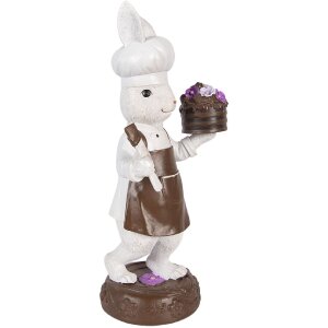 Decorazione Coniglio Clayre & Eef 15x11x32 cm Tonalità Naturale Bianco-Marrone