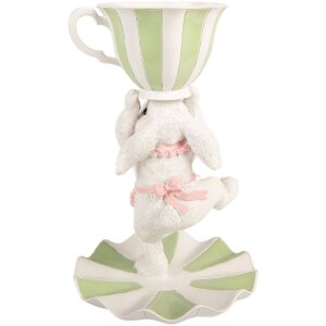Decorazione coniglio Clayre & Eef Ø 15 cm x 24 cm bianco-verde