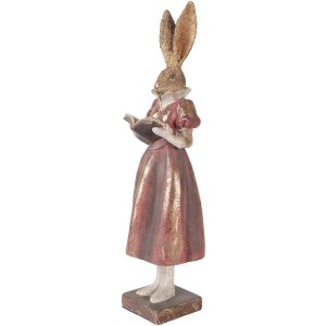 Decorazione con coniglietto Clayre & Eef oro con dettagli rossi 13x12x47 cm