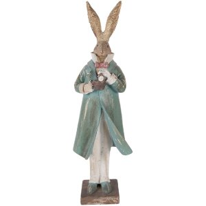 Decorazione con coniglio Clayre & Eef oro blu 14x11x48 cm