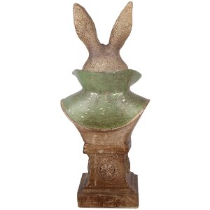 Statua decorativa conica di coniglio Clayre & Eef 6PR5986 dorato-verde 12x8x26 cm