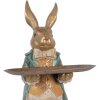 Decorazione coniglio con ciotola Clayre & Eef Oro-Blu 20x23x46 cm