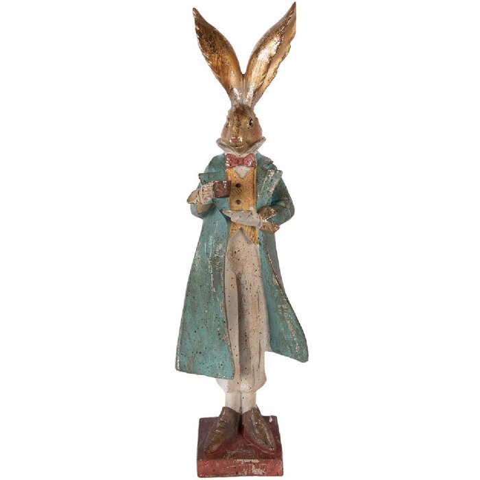 Decorazione coniglio Clayre & Eef oro e blu 14x12x47 cm
