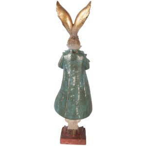 Decorazione coniglio Clayre & Eef oro e blu 14x12x47 cm